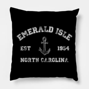 Emerald Isle, North Carolina Vintage Nautical Anchor Retro Pillow