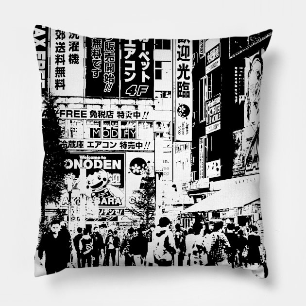 Manga Panel - Akihabara (秋葉原) Chiyoda Tokyo Pillow by Neon Bang Bang