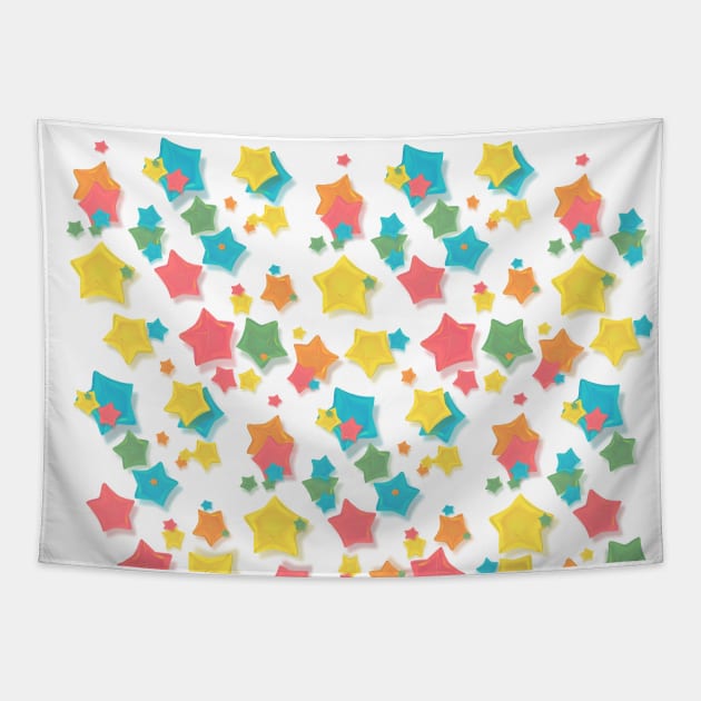 Origami Rainbow Stars Tapestry by Bernouli