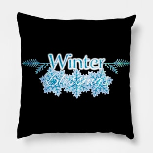 Winter Blessings Snowflake Design Pillow