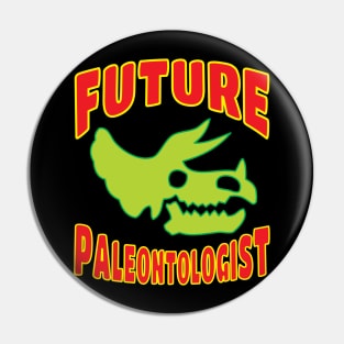 Future Paleontologist Triceratops Dinosaur Green Skull Pin