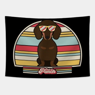 Dachshund Retro Vintage Sunset Tapestry