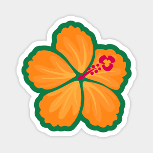 Orange Hand Drawn Hibiscus Flower Magnet