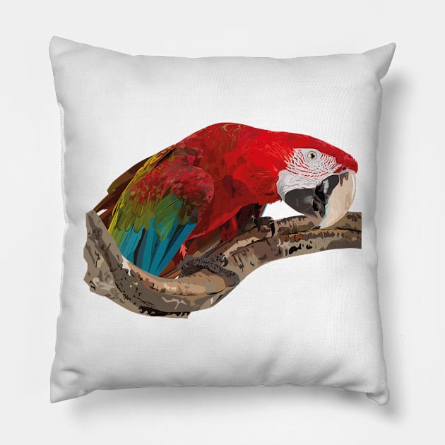 Red-and-green Macaw Pillow by obscurite