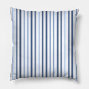 Mattress Ticking Narrow Striped Pattern in Dark Blue and White Pillow