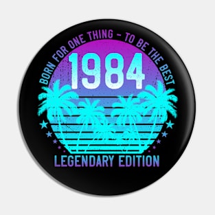 Vintage 1984 Birthday 37th Vaporwave Aesthetic Sunset Palm Pin