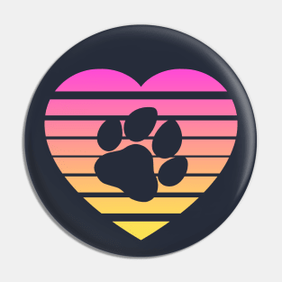 Dog Paw Heart Valentine - Pink Yellow Gradient Pin