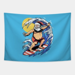 Surfing Santa Tapestry