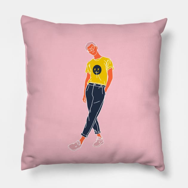 Pink Hair Pillow by ZekeTuckerDesign