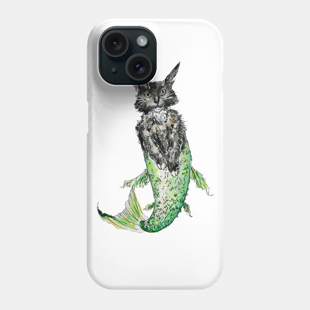 Mermaid Black Cat Phone Case by aquabun