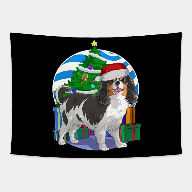 Cavalier King Charles Spaniel Cute Santa Christmas Gift Tapestry by Noseking