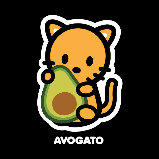 Cat Orange Avocado Food Avogato Pet Lover Cute Kitten Animal by Bambu