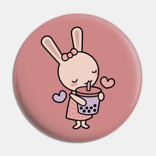 Cute Boba Bunny Sipping Bubble Tea Pin