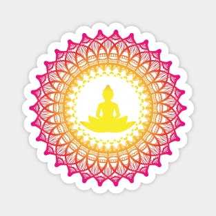 Enlightened Soul Buddha Silhouette Mandala Illustration Print Design GC-092-20 Magnet