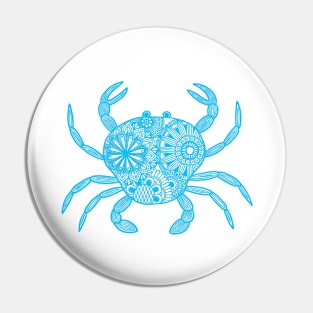 Mandala Crab (light blue and white) Pin