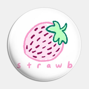 Strawb - Cute Kawaii Pastel Funny Strawberry Meme Crayon Drawing Pin