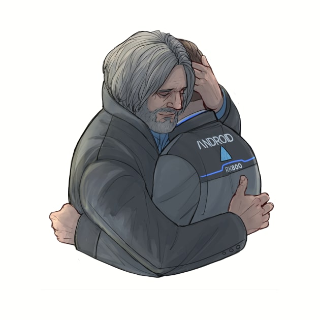 Hank and Connor hug by Julientel89