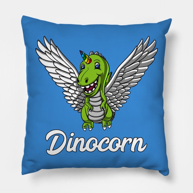 Dinocorn T-Rex Dinosaur Unicorn Pillow by underheaven