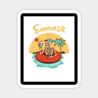 Yellow red summer illustrated sun set Magnet