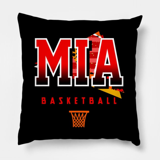 Miami Basketball Retro Design Pillow by funandgames