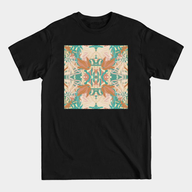 Discover Abstract Tropical Plants in Turquoise and Pastels / Mirrored - Tropical Plants - T-Shirt