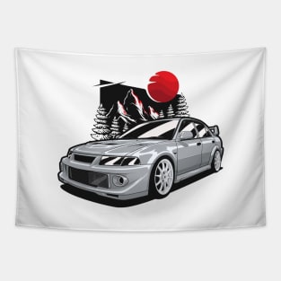 Silver EVO VI Tommi Makinen Rally Car Tapestry