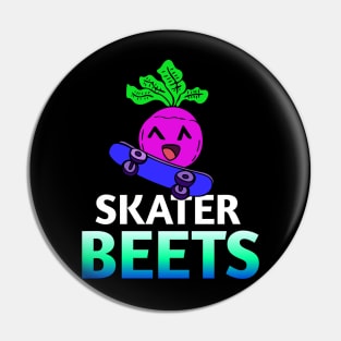 Skater Beets - Kawaii Beets - Cute Veggies - Graphic Vector Clipart Pin