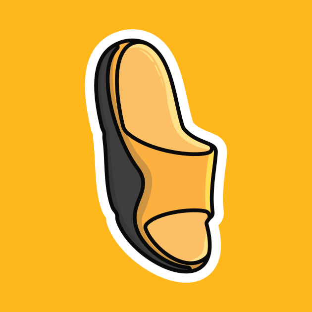 Men Footwear Single Slipper Shoe Sticker design vector. Men fashion object icon concept. Boys Outdoor shoe sticker vector design. Flip flop icon or Slipper logo design. by AlviStudio