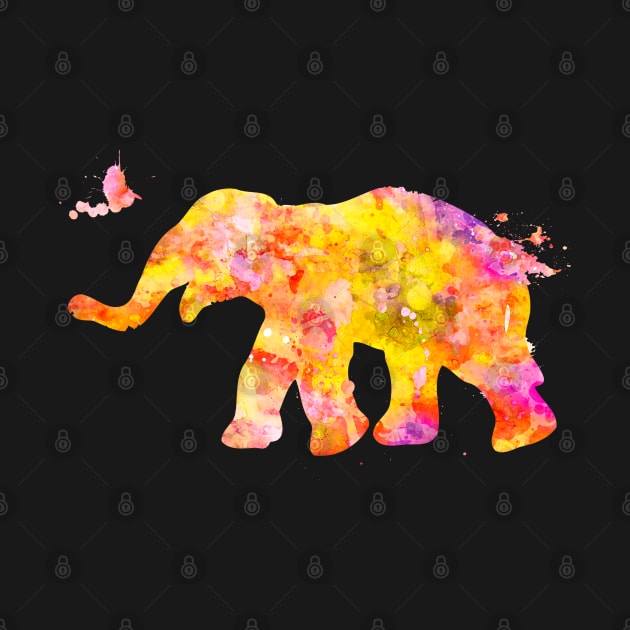 Yellow Baby Elephant Watercolor Painting by Miao Miao Design