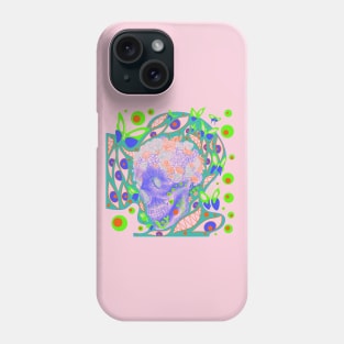 the skull in the deadly roses pattern ecopop Phone Case