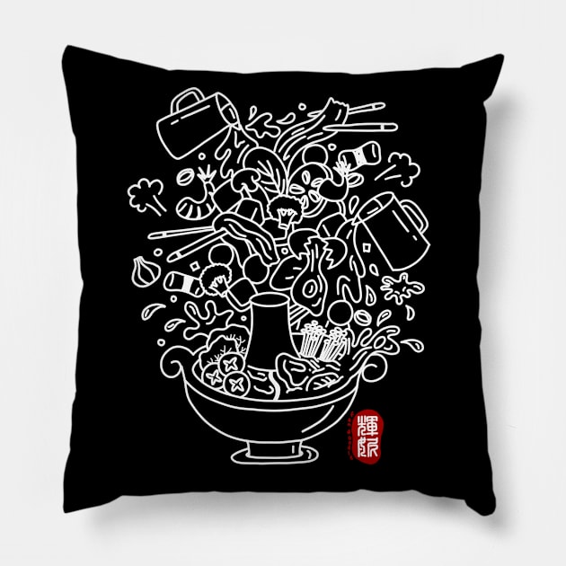 Hot Pot (white) Pillow by Fan Doodle