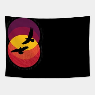 Summer dance, birds in sunset, bird t-shirts, sun lovers Tapestry