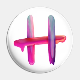 Letter H In Vibrant Watercolor Pin