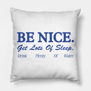 Be Nice. Get Lots Of Sleep. Drink Plenty Of Water T-Shirt | Women's Essential Tee, Aesthetic Inspired Quotes Typo Shirt, Gift for Her Pillow