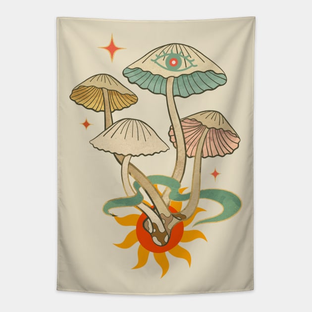 Mushrooms Tapestry by blckpage