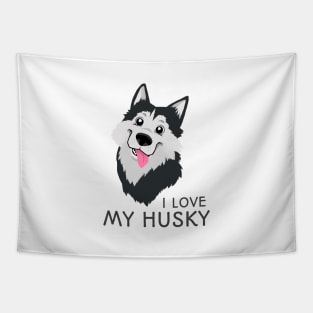 Funny dog - I Love My Husky Tapestry