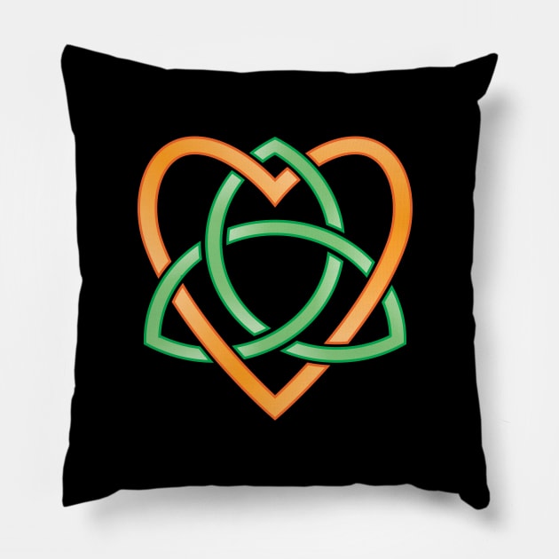 Ireland colors over a Celtic Heart Knot Pillow by Finji