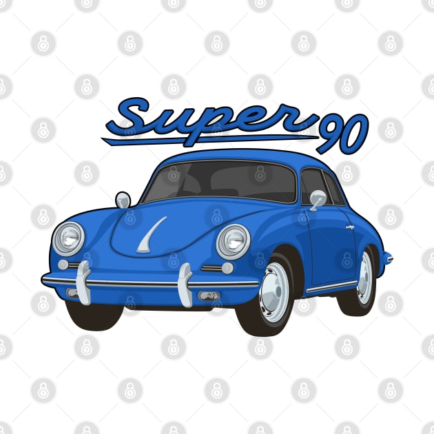 356 B Super 90 gt coupe Car classic vintage retro blue by creative.z