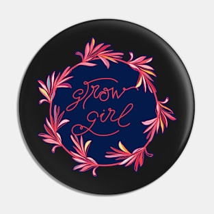 Grow Girl - positive motivational quote in deep blue Pin