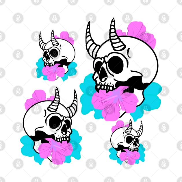 Floral Demon Skull by SuperSaltLee