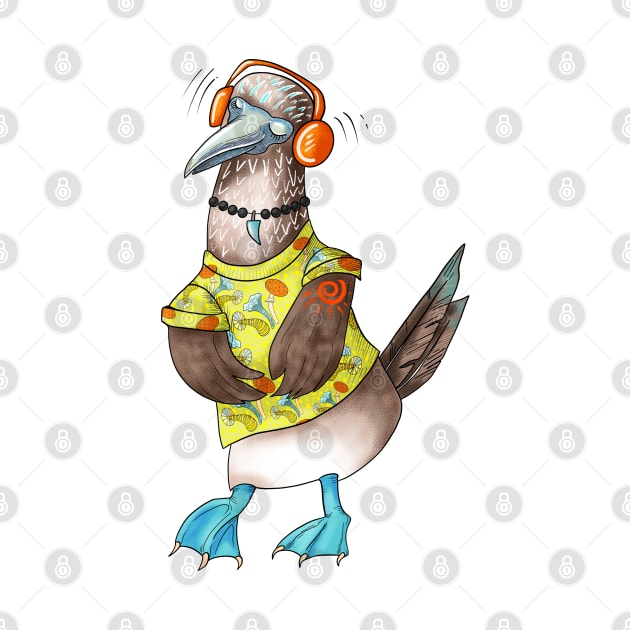 Cool bird in headphones by Sitenkova