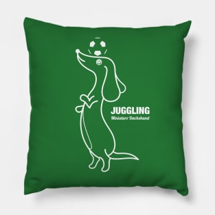 Miniature Dachshund JUGGLING -White- Pillow