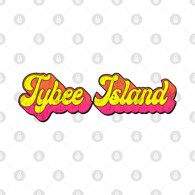Tybee Island Georgia Laptop Bumper Typography 80's Distressed by TravelTime