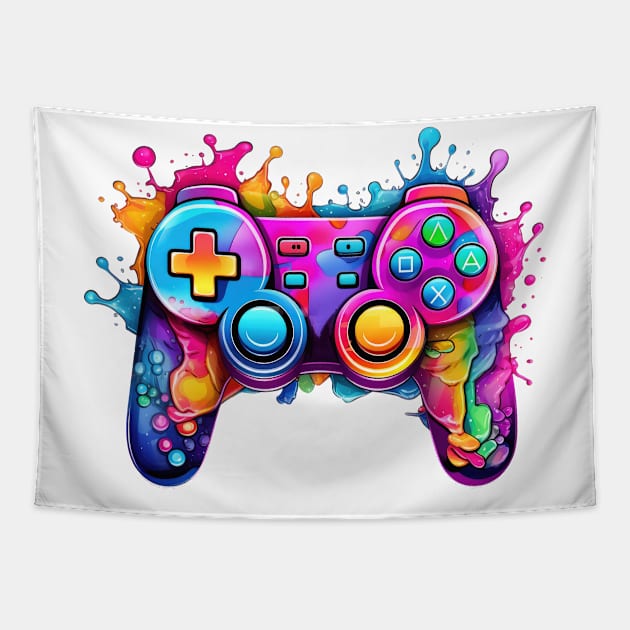 Retro Melting Gamepad #6 Tapestry by Chromatic Fusion Studio