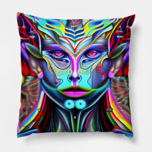 Transdimensional Elf (6) - Trippy Psychedelic Art Pillow