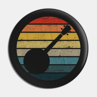 Banjo Silhouette On A Distressed Retro Sunset product Pin