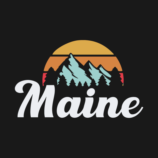 Retro Maine Mountains, Souvenir ME Gift by Wicked Zebra