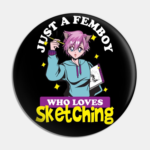 Just A Femboy Who Loves Sketching Art Lover Anime Pin by Alex21