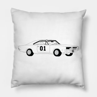 The General Lee Black Outline Pillow