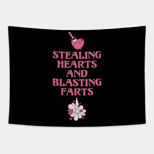 Stealing Hearts and Blasting Farts Unicorn Rainbow Magic Tapestry